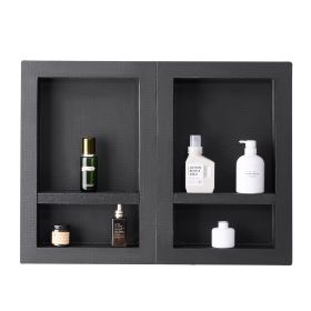 Shower Niche, 16 x 24 inch + 16 x 24 inch Recessed Wall Niche with Movable Shelf, 4 inch Thick Modern Soap&Shampoo Storage Organizer,Square Corne