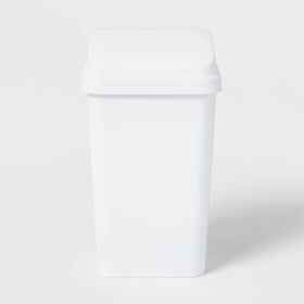 13 Gallon Swing Top Waste Basket, White Textured Plastic Kitchen Trash Can, Indoor Use