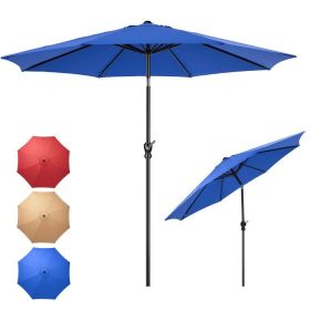 9FT Outdoor Patio Umbrella Outdoor Table Umbrella with Push Button Tilt and Crank, Market Umbrella 8 Sturdy Ribs UV Protection Waterproof for Gar