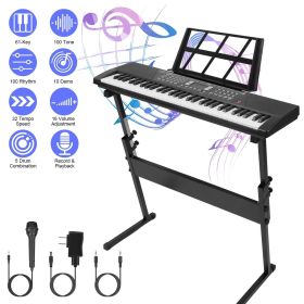 61-Key Multifunctional Piano Toy, 100 Tones & Rhythms with Microphone, Recording Function & Sheet Music Stand, Educational Keyboard for Kids Begi