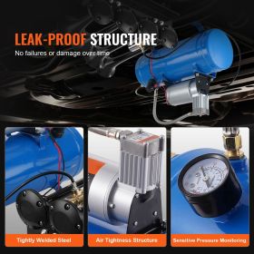 12V Air Compressor with Tank 1.6 Gallon/6 L, Train Horn Air Compressor, 120 psi Working Pressure Onboard Air Compressor System for Train Air Horn