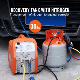 Refrigerant Recovery Tank, 30 LBS Capacity, 400 psi Portable Cylinder Tank with Y-Valve for Liquid/Vapor