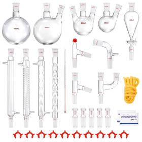 Lab Distillation Kit, 3.3 Boro Lab Glassware Distillation Kit with 24, 40 Joint, 1000ml Essential Oil Distillation Apparatus Kit