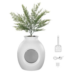 Plant Cat Litter Box, Smart Odor Control System, Hidden Cat Litter Box with 9.48 in Large Entrance, Lighting Decoration & Sturdy ABS Material