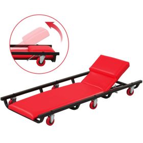 4 Level Adjustable Backrest Mechanic Rolling Creeper, Heavy Duty 6 Swivel Casters Garage Repair Cart with Thick Comfort Padded Cushion (title: default title)