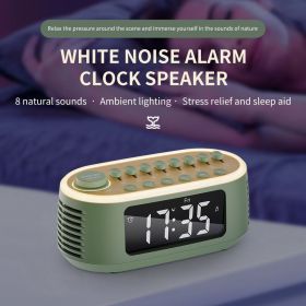 Cyboris T13 White Noise Machine Bluetooth Speaker, Digital Alarm Clock Sleep Timer with LED Display RGB Night Light (Color: Green)