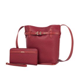 MKF Collection Odette 2-Piece Bucket Bag & Wallet by Mia K (Color: Burnt Orange, Material: Vegan Leather)