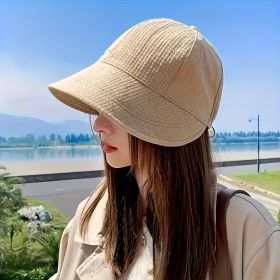 1 piece women's duckbill cap canvas hat sun hat (Color: Khaki)